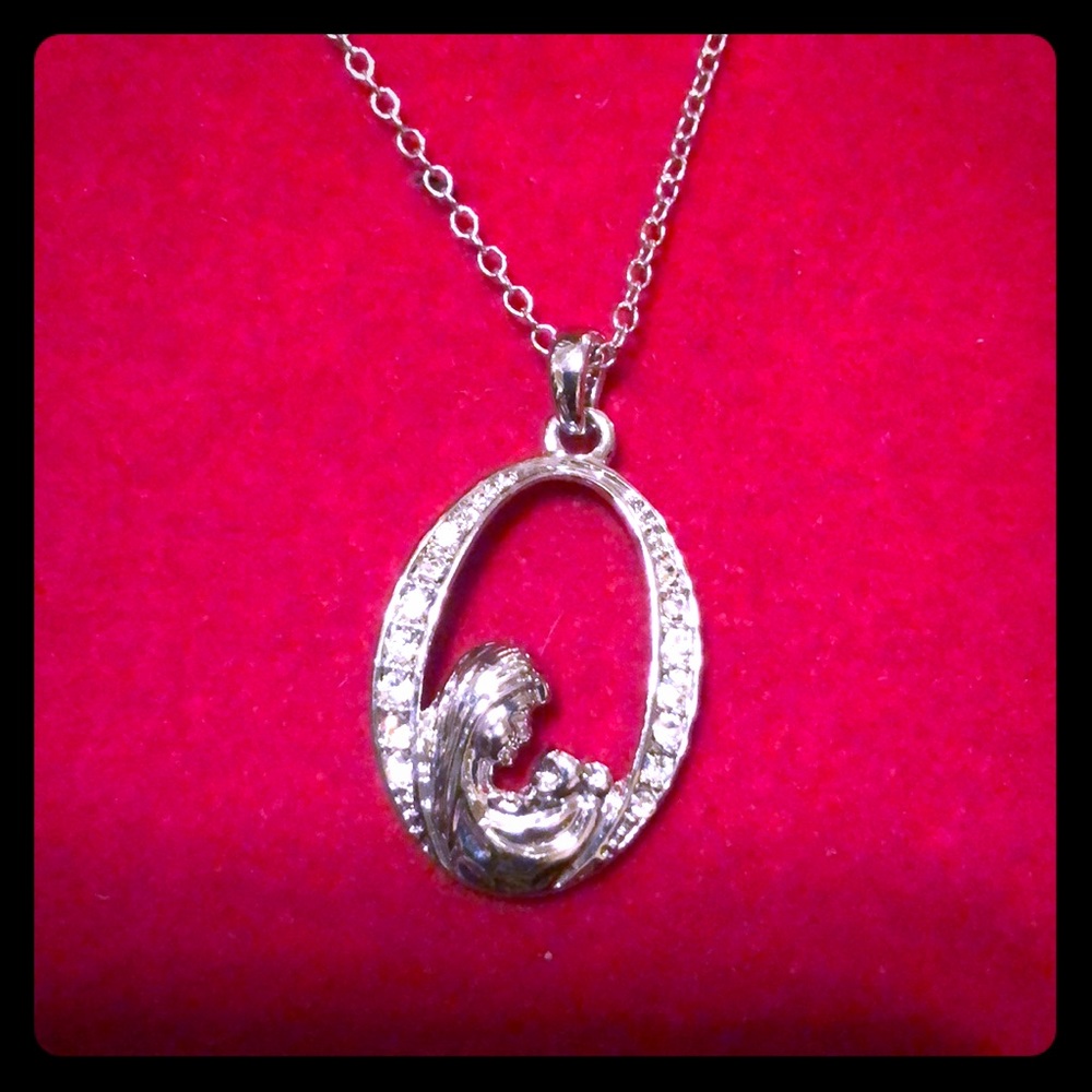 ✅ Mother & Baby Silver Necklace New Great Gift!
